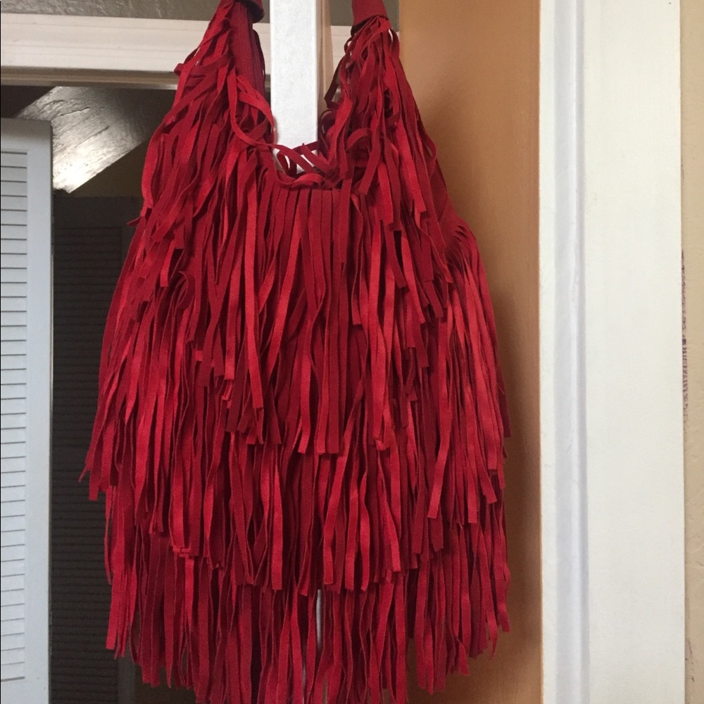 Red fringe purse